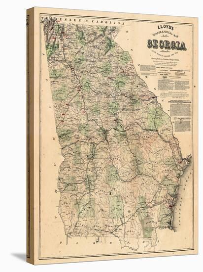 1864, Georgia State Map, Georgia, United States-null-Stretched Canvas