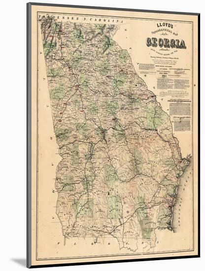 1864, Georgia State Map, Georgia, United States-null-Mounted Giclee Print