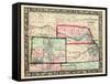 1864, Kansas, Nebraska, Colorado and Dakota Mitchell Plate, Nebraska, United States-null-Framed Stretched Canvas