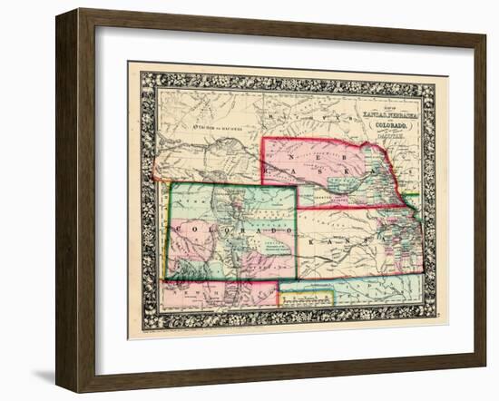 1864, Kansas, Nebraska, Colorado and Dakota Mitchell Plate, Nebraska, United States-null-Framed Giclee Print