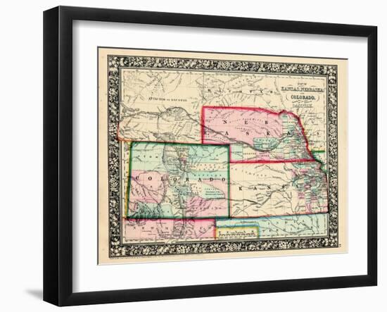1864, Kansas, Nebraska, Colorado and Dakota Mitchell Plate, Nebraska, United States-null-Framed Giclee Print