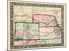 1864, Kansas, Nebraska, Colorado and Dakota Mitchell Plate, Nebraska, United States-null-Mounted Giclee Print