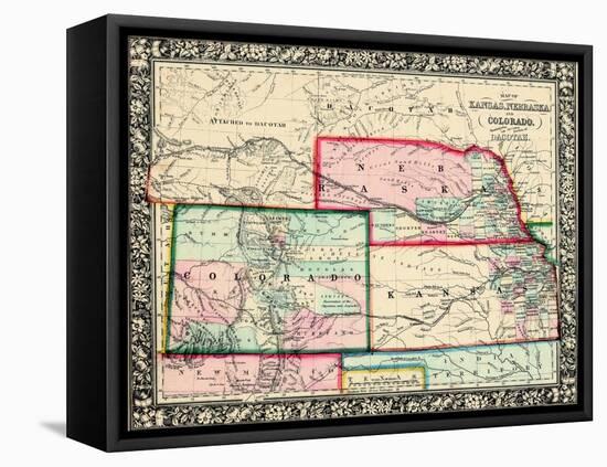 1864, United States, Colorado, Kansas, Nebraska, North America, Kansas, Nebraska, Colorado, Dakota-null-Framed Stretched Canvas