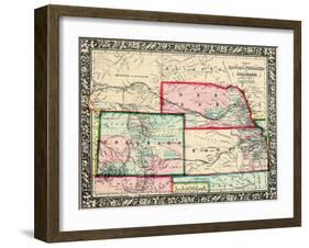 1864, United States, Colorado, Kansas, Nebraska, North America, Kansas, Nebraska, Colorado, Dakota-null-Framed Giclee Print