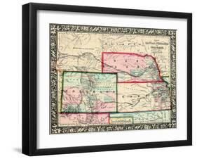 1864, United States, Colorado, Kansas, Nebraska, North America, Kansas, Nebraska, Colorado, Dakota-null-Framed Giclee Print