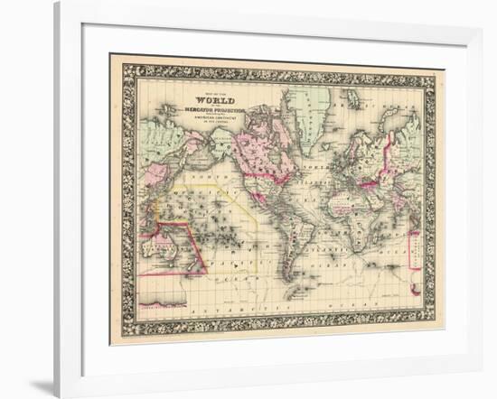 1864, World, World Map-null-Framed Giclee Print