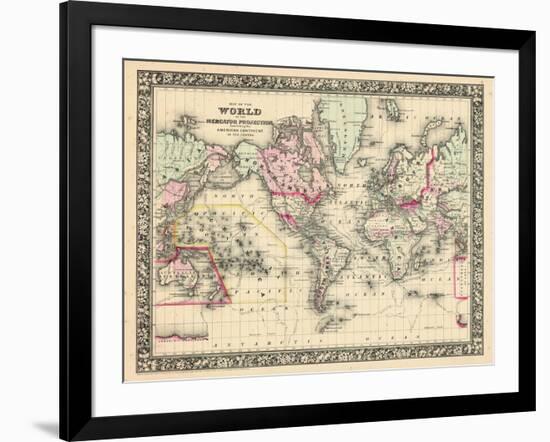 1864, World, World Map-null-Framed Giclee Print