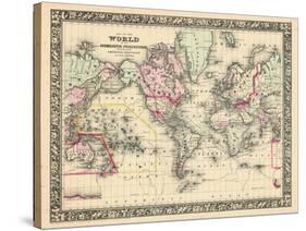 1864, World, World Map-null-Stretched Canvas