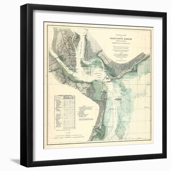 1865, Charleston Harbor Chart South Carolina, South Carolina, United States-null-Framed Giclee Print