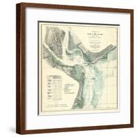 1865, Charleston Harbor Chart South Carolina, South Carolina, United States-null-Framed Giclee Print