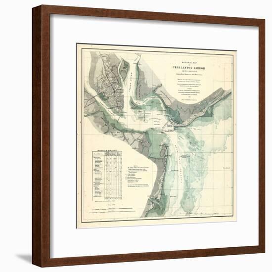 1865, Charleston Harbor Chart South Carolina, South Carolina, United States-null-Framed Giclee Print