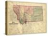 1865, Montana Wall Map, Montana, United States-null-Stretched Canvas