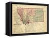 1865, Montana Wall Map, Montana, United States-null-Framed Stretched Canvas