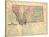 1865, Montana Wall Map, Montana, United States-null-Stretched Canvas