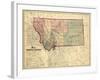 1865, Montana Wall Map, Montana, United States-null-Framed Giclee Print