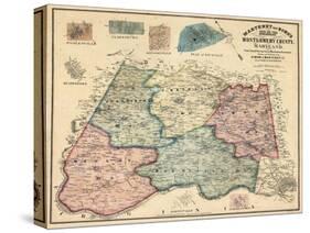 1865, Montgomery County Wall Map, Maryland, United States-null-Stretched Canvas