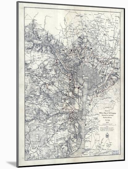 1865, Washington D.C., Civil War, Military Wall Map, District of Columbia, United States-null-Mounted Giclee Print