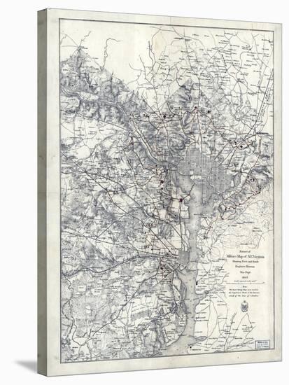 1865, Washington D.C., Civil War, Military Wall Map, District of Columbia, United States-null-Stretched Canvas