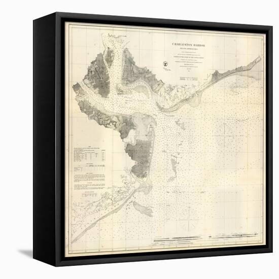1866, Charleston Harbor Chart South Carolina, South Carolina, United States-null-Framed Stretched Canvas