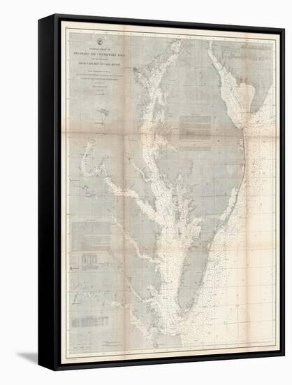 1866, Chesapeake Bay and Virginia's Eastern Shore Chart Virginia, Virginia, United States-null-Framed Stretched Canvas