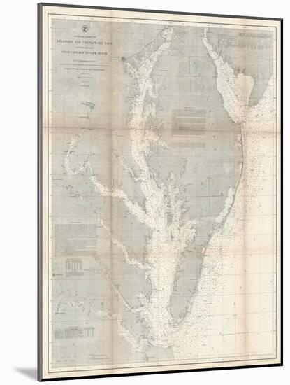1866, Chesapeake Bay and Virginia's Eastern Shore Chart Virginia, Virginia, United States-null-Mounted Giclee Print