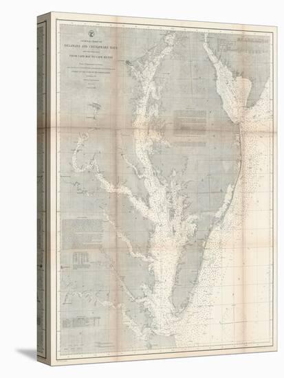 1866, Chesapeake Bay and Virginia's Eastern Shore Chart Virginia, Virginia, United States-null-Stretched Canvas