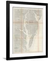 1866, Chesapeake Bay and Virginia's Eastern Shore Chart Virginia, Virginia, United States-null-Framed Giclee Print