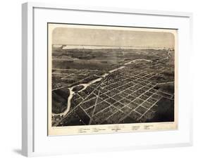 1866, Monroe Bird's Eye View, Michigan, United States-null-Framed Giclee Print