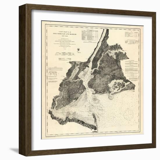 1866, New York Bay - Staten Island - Point Comfort Chart 1851 New York and New Jersey, New York, Un-null-Framed Giclee Print