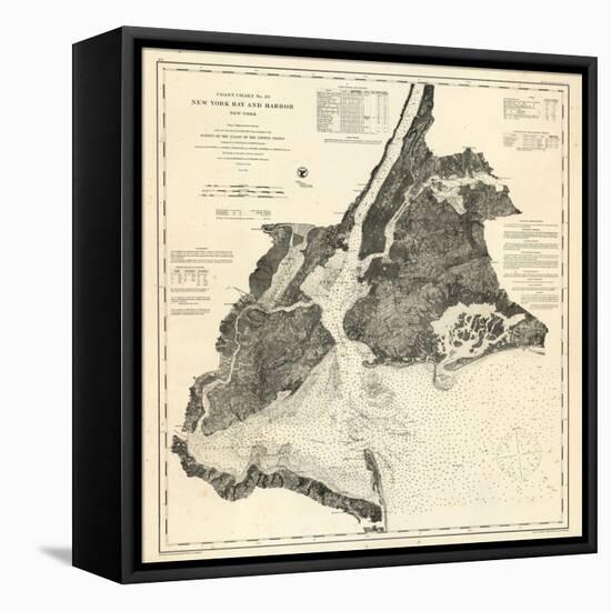 1866, New York Bay - Staten Island - Point Comfort Chart 1851 New York and New Jersey, New York, Un-null-Framed Stretched Canvas