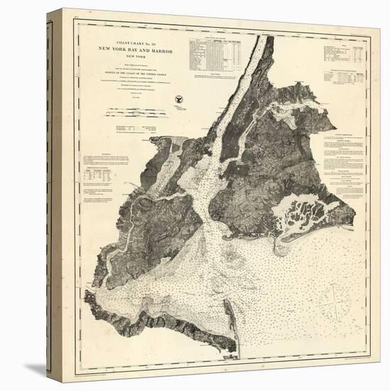 1866, New York Bay - Staten Island - Point Comfort Chart 1851 New York and New Jersey, New York, Un-null-Stretched Canvas