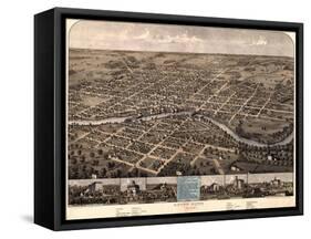 1866, South Bend Bird's Eye View, Indiana, United States-null-Framed Stretched Canvas