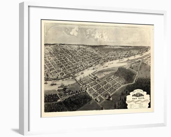 1867, Bay City Bird's Eye View, Michigan, United States-null-Framed Giclee Print