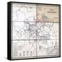 1867, Kanawha River Valley Wall Map, West Virginia, United States-null-Framed Stretched Canvas