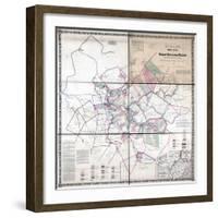 1867, Kanawha River Valley Wall Map, West Virginia, United States-null-Framed Giclee Print