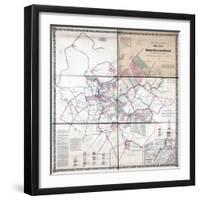 1867, Kanawha River Valley Wall Map, West Virginia, United States-null-Framed Giclee Print