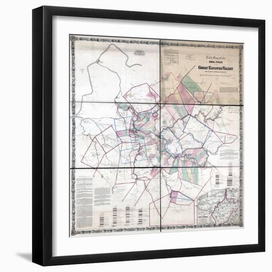 1867, Kanawha River Valley Wall Map, West Virginia, United States-null-Framed Giclee Print