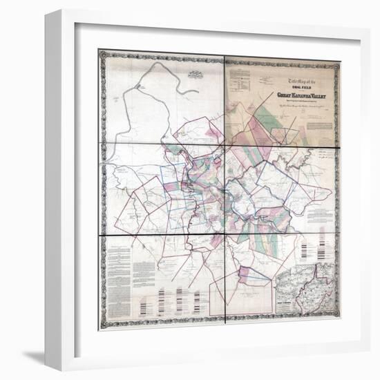 1867, Kanawha River Valley Wall Map, West Virginia, United States-null-Framed Giclee Print