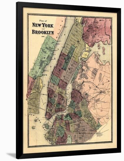 1867, New York & Brooklyn Plan, New York, United States-null-Framed Giclee Print