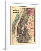 1867, New York & Brooklyn Plan, New York, United States-null-Framed Giclee Print