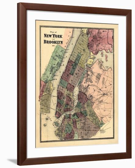 1867, New York & Brooklyn Plan, New York, United States-null-Framed Giclee Print