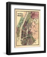 1867, New York & Brooklyn Plan, New York, United States-null-Framed Giclee Print