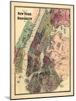 1867, New York & Brooklyn Plan, New York, United States-null-Mounted Giclee Print