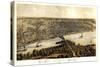 1867, Peoria Bird's Eye View, Illinois, United States-null-Stretched Canvas