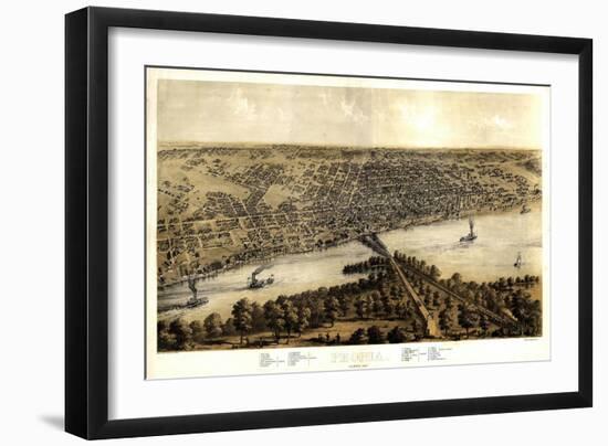1867, Peoria Bird's Eye View, Illinois, United States-null-Framed Giclee Print