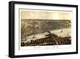 1867, Peoria Bird's Eye View, Illinois, United States-null-Framed Giclee Print