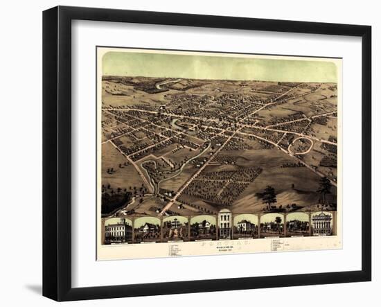 1867, Pontiac Bird's Eye View, Michigan, United States-null-Framed Giclee Print