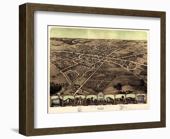 1867, Pontiac Bird's Eye View, Michigan, United States-null-Framed Giclee Print