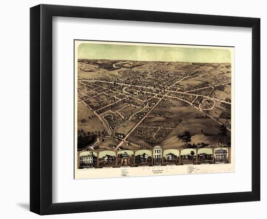 1867, Pontiac Bird's Eye View, Michigan, United States-null-Framed Giclee Print