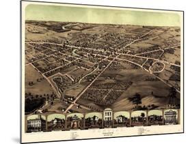 1867, Pontiac Bird's Eye View, Michigan, United States-null-Mounted Giclee Print